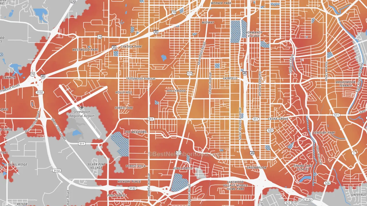 Transit Grade map of 71108, LA