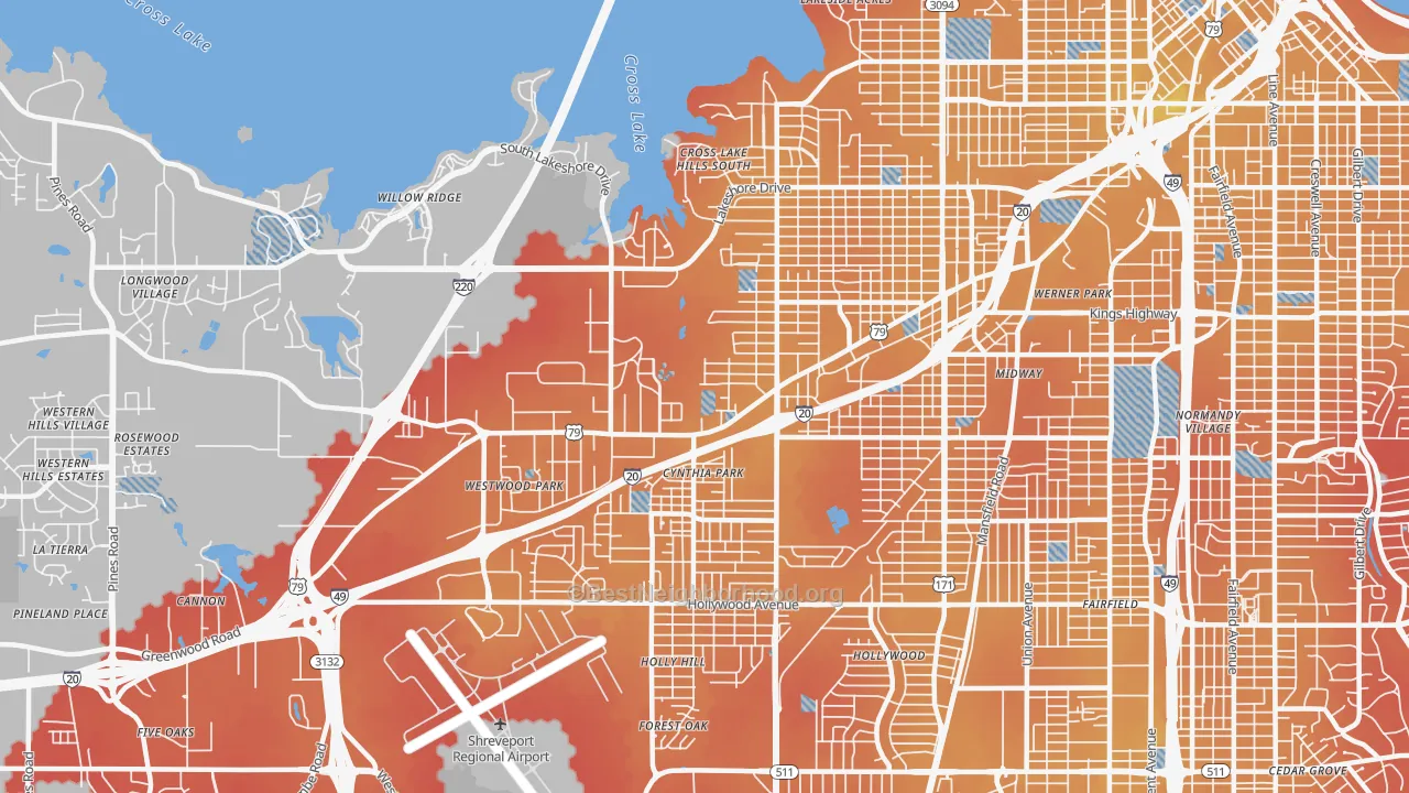 Transit Grade map of 71109, LA