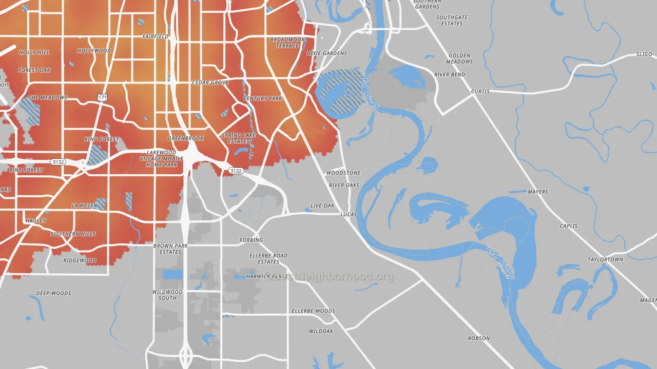 Transit Grade map of 71115, LA