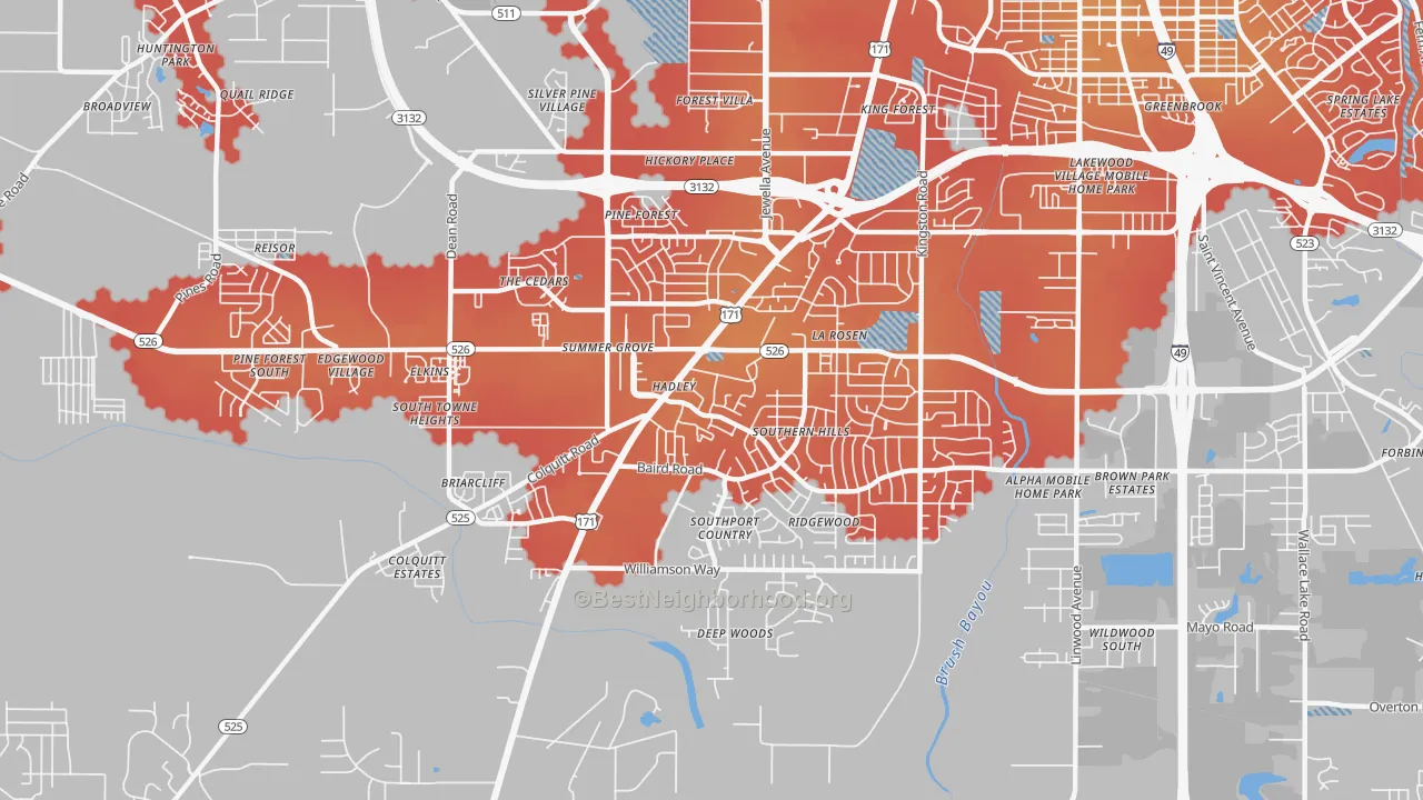 Transit Grade map of 71118, LA