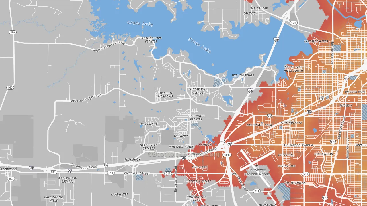 Transit Grade map of 71119, LA
