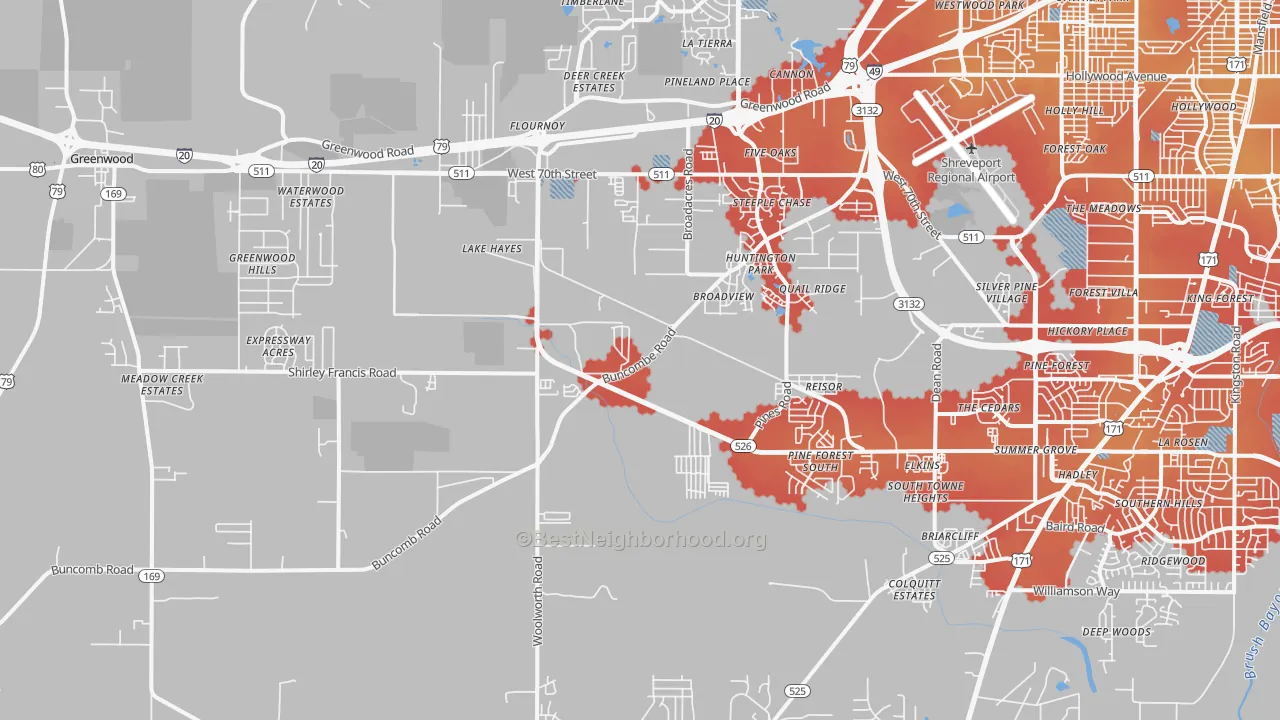 Transit Grade map of 71129, LA