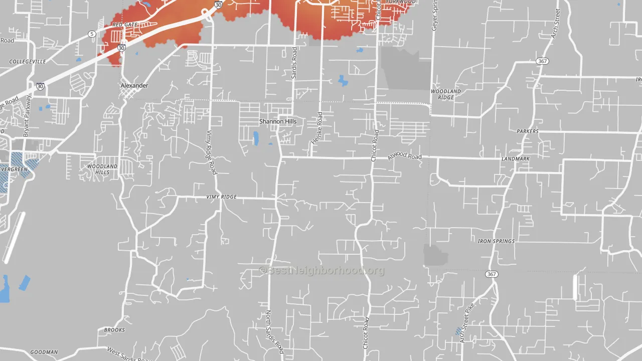 Transit Grade map of 72103, AR