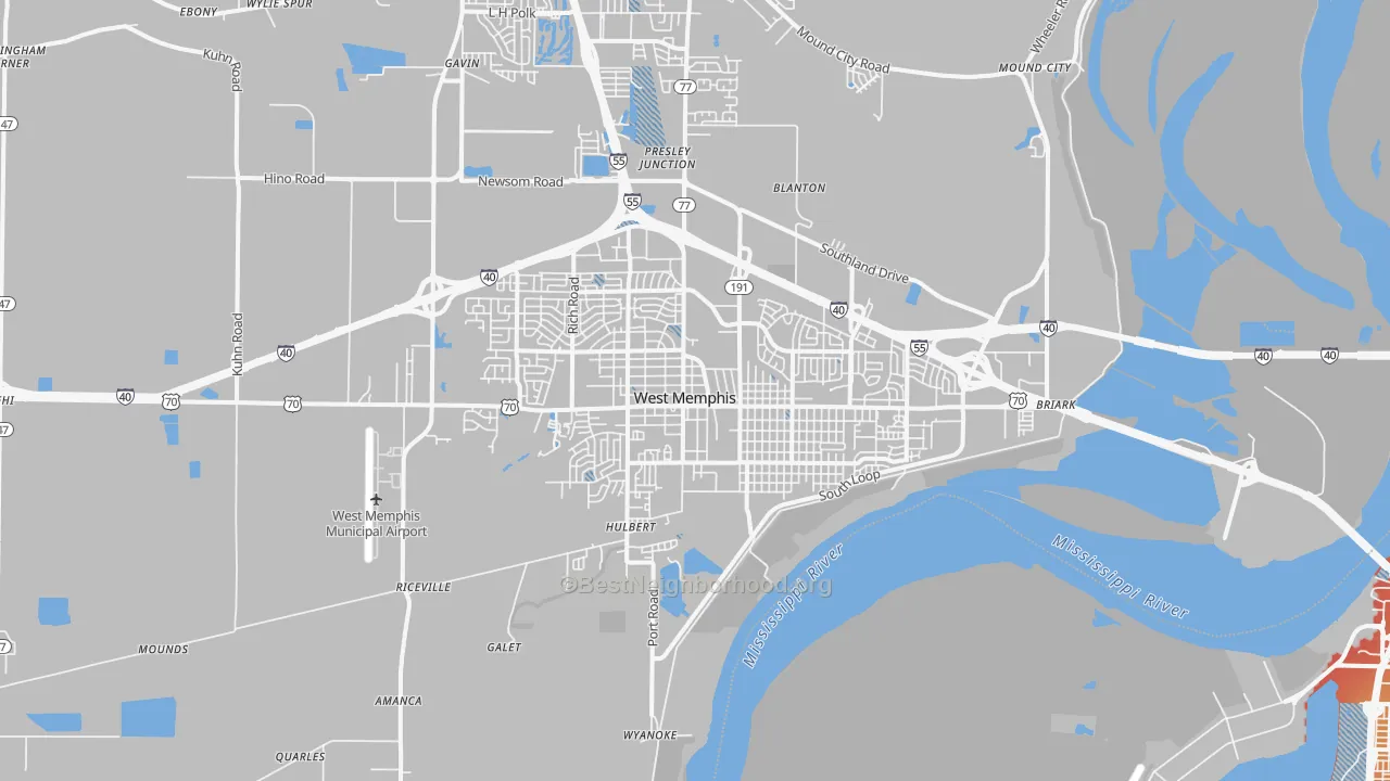 Transit Grade map of 72301, AR