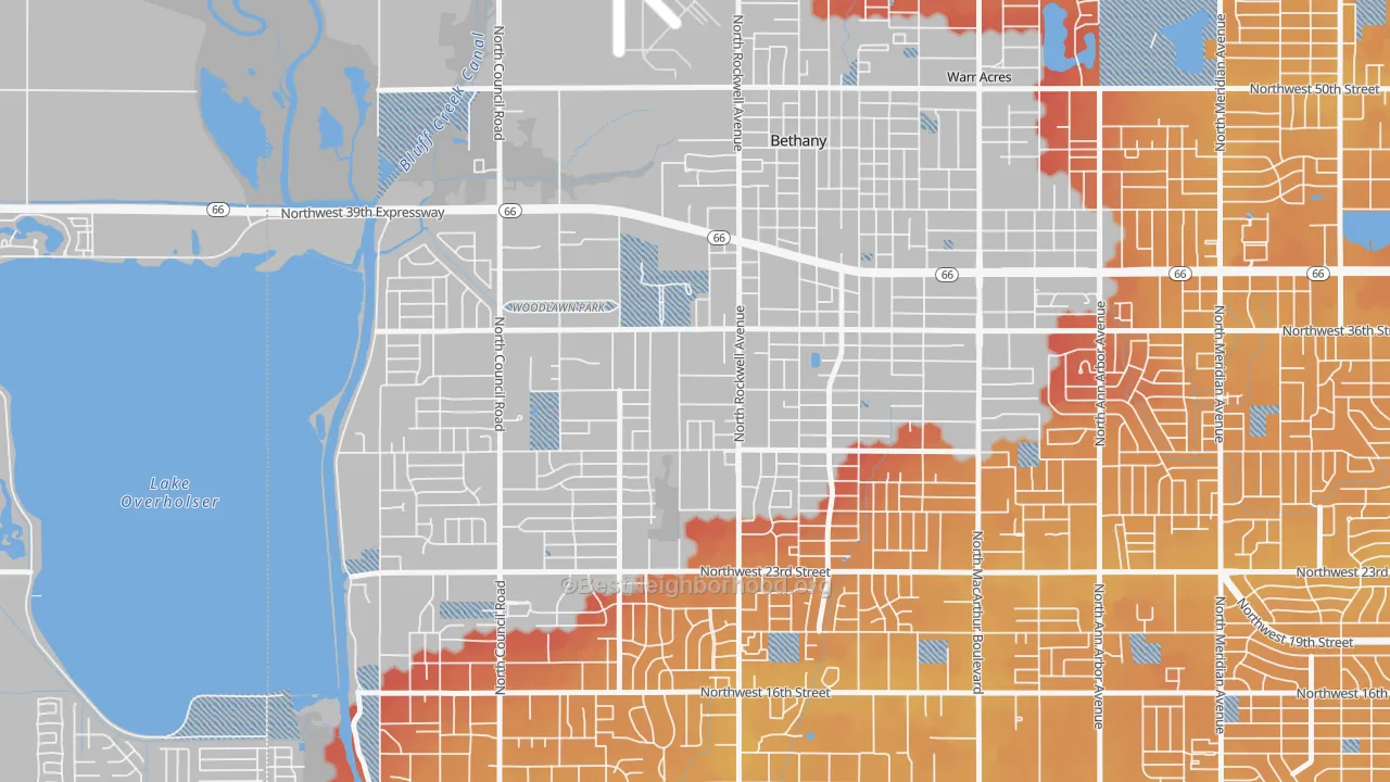 Transit Grade map of 73008, OK
