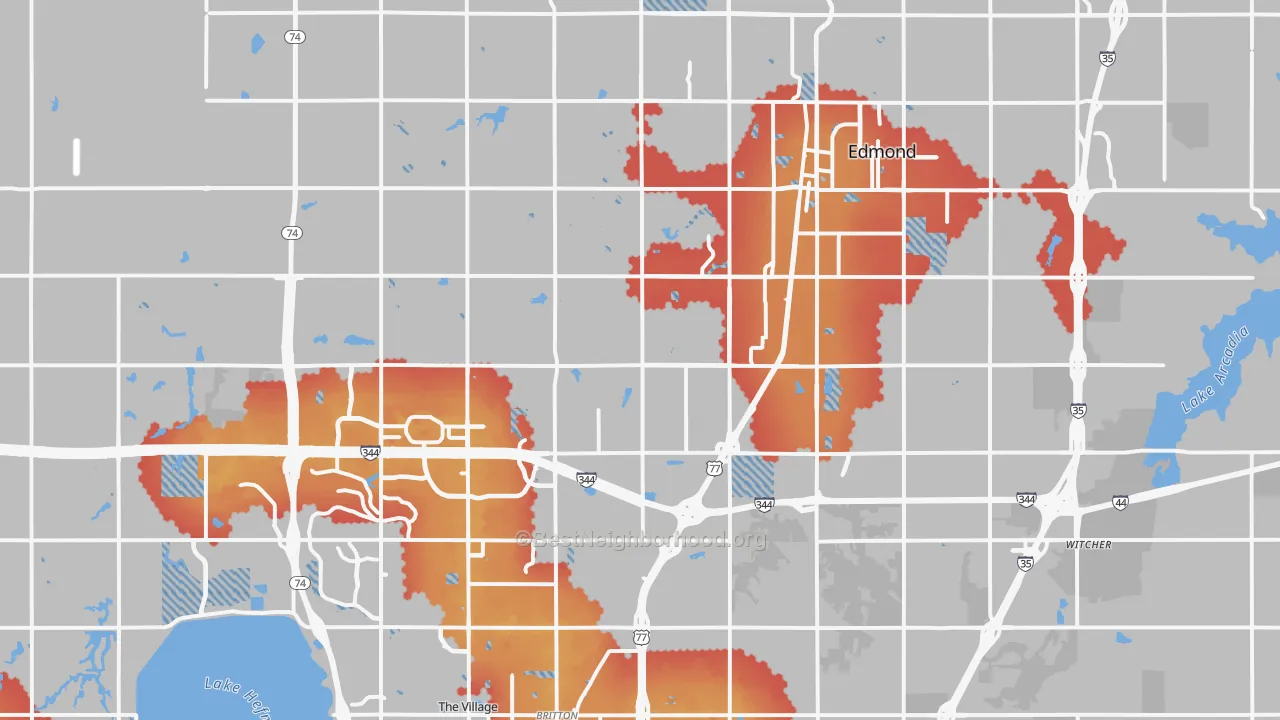 Transit Grade map of 73013, OK
