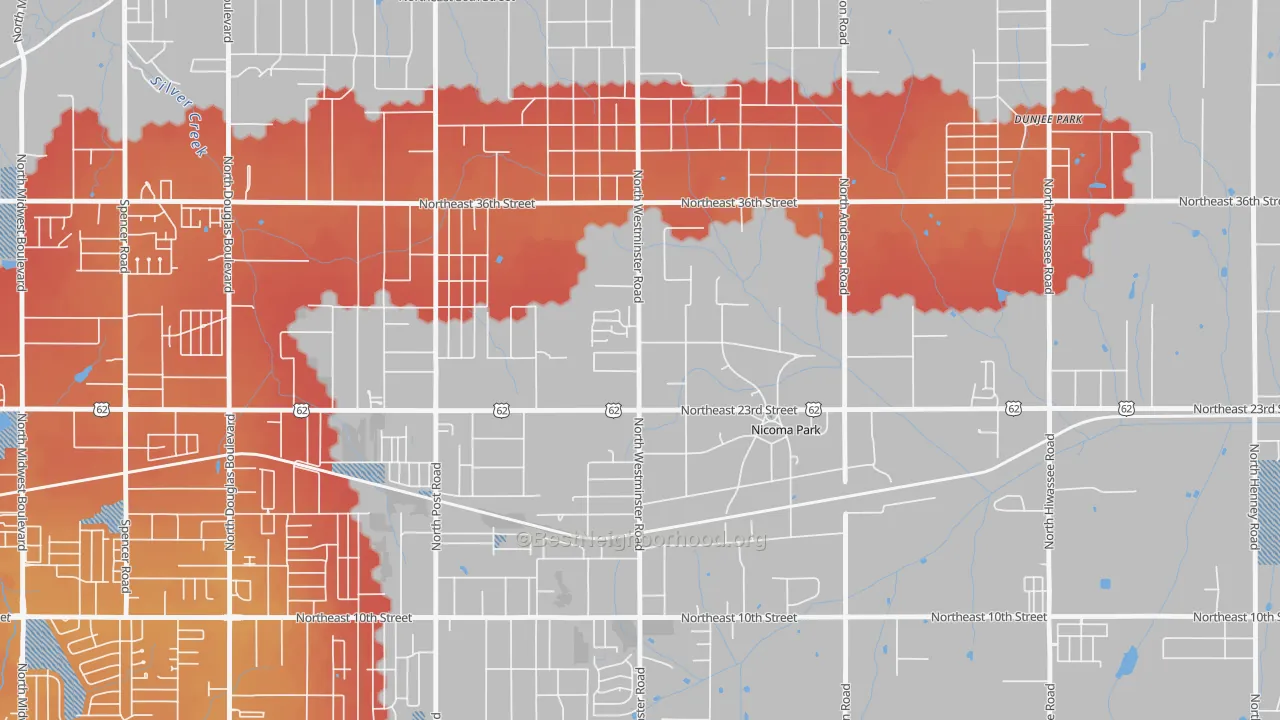 Transit Grade map of 73066, OK