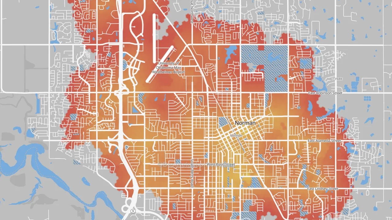Transit Grade map of 73069, OK