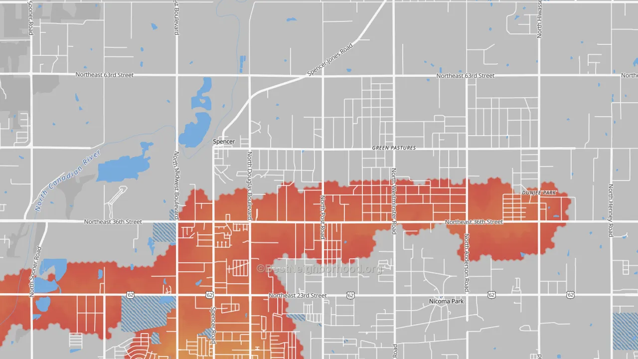 Transit Grade map of 73084, OK