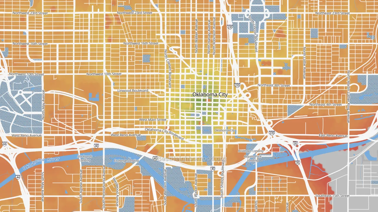 Transit Grade map of 73102, OK