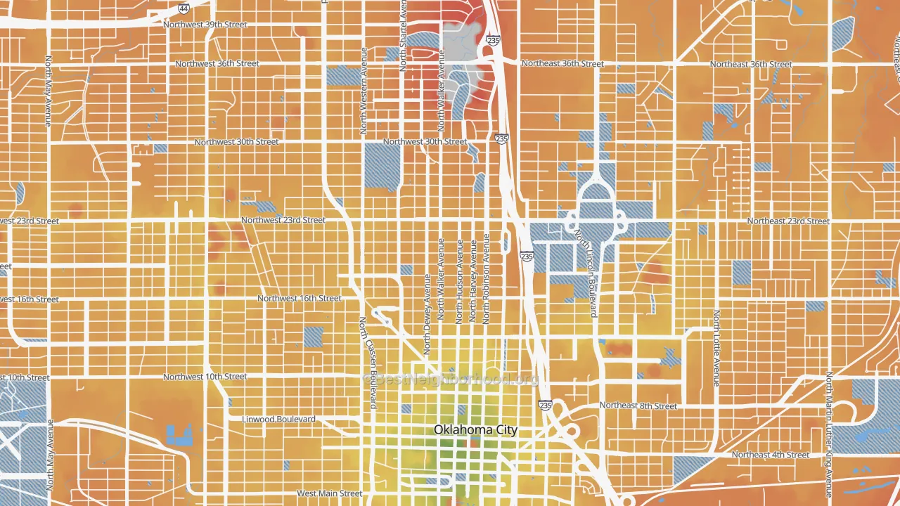 Transit Grade map of 73103, OK