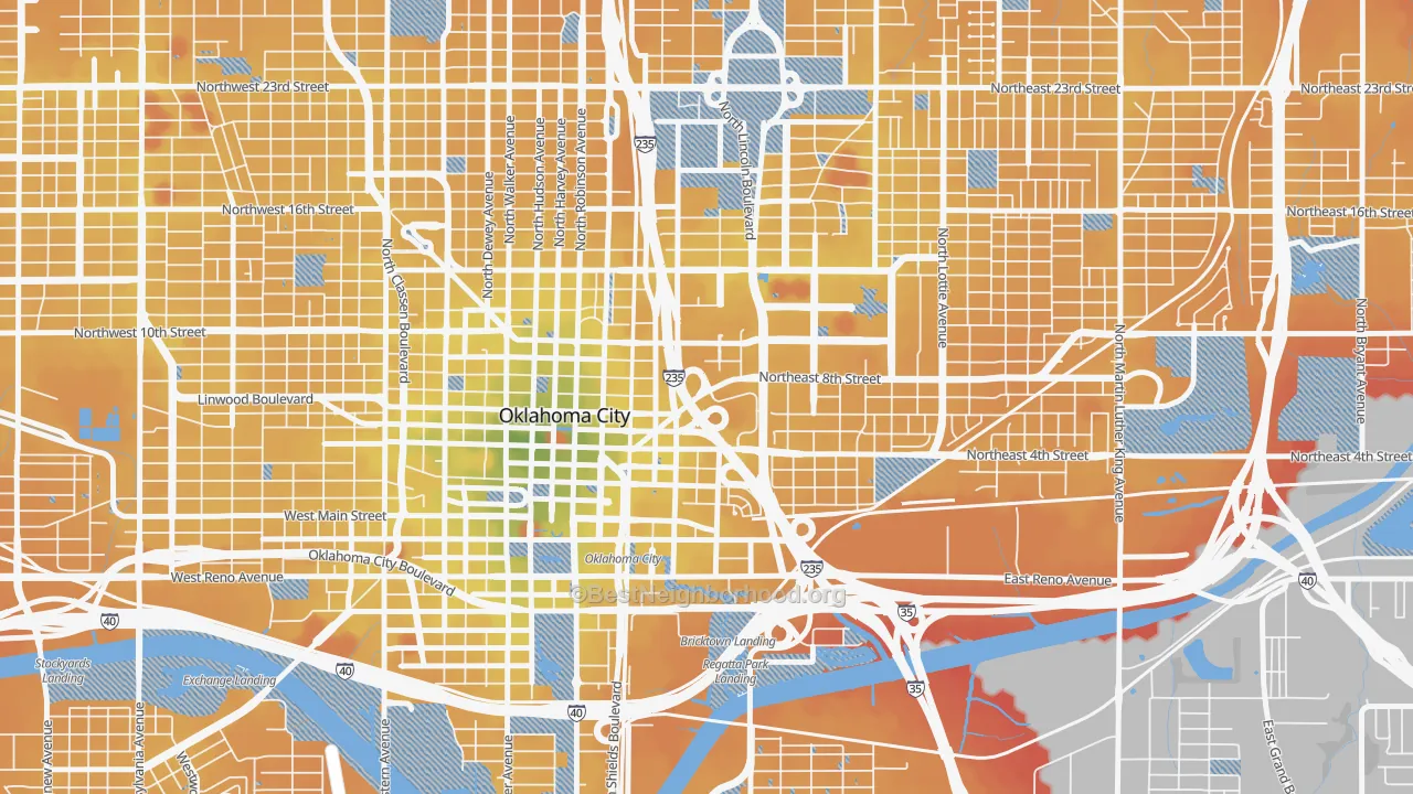 Transit Grade map of 73104, OK