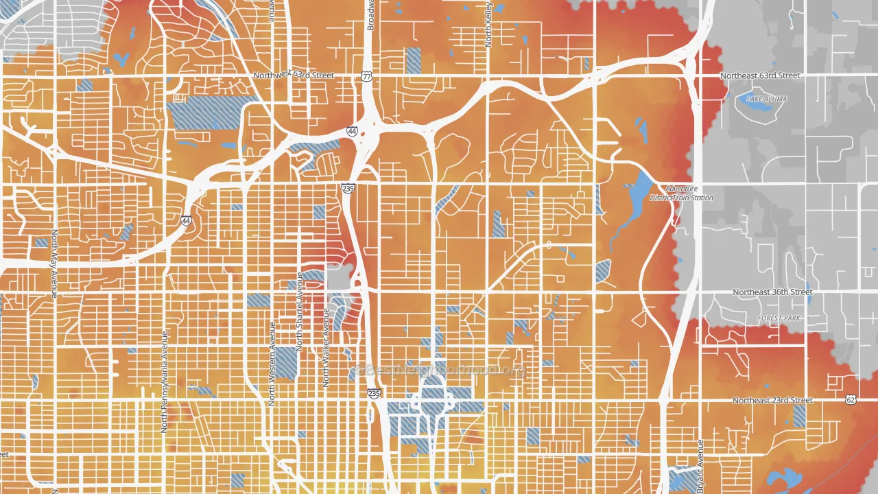 Transit Grade map of 73105, OK