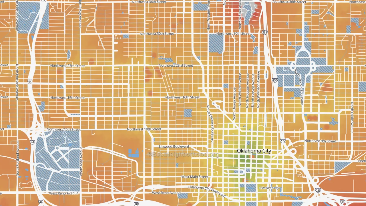 Transit Grade map of 73106, OK