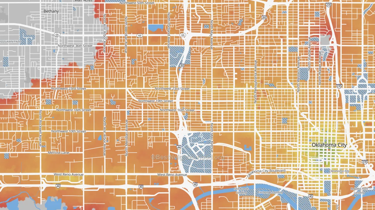 Transit Grade map of 73107, OK