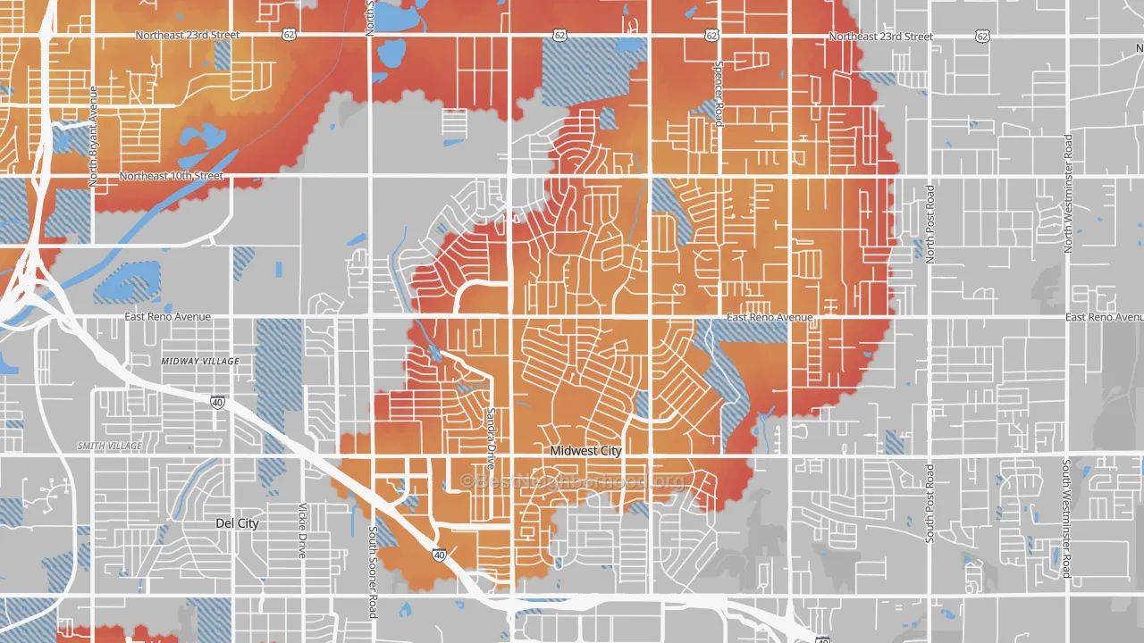 Transit Grade map of 73110, OK