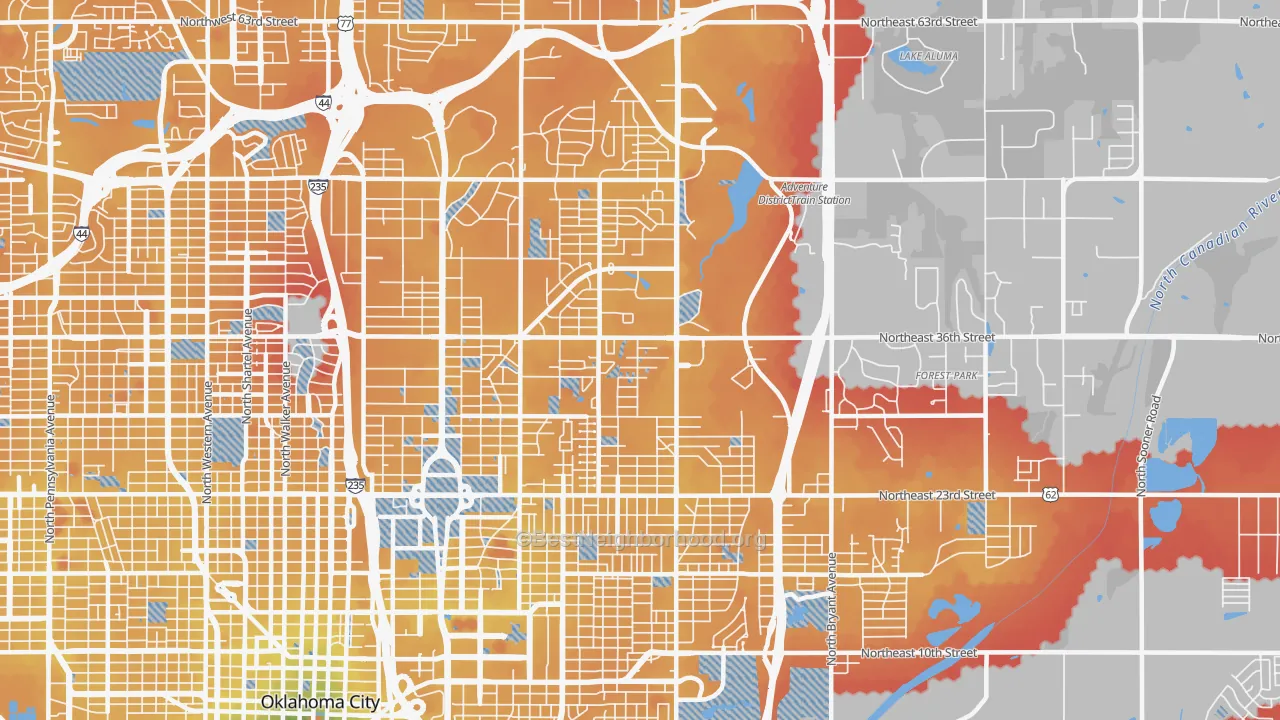 Transit Grade map of 73111, OK