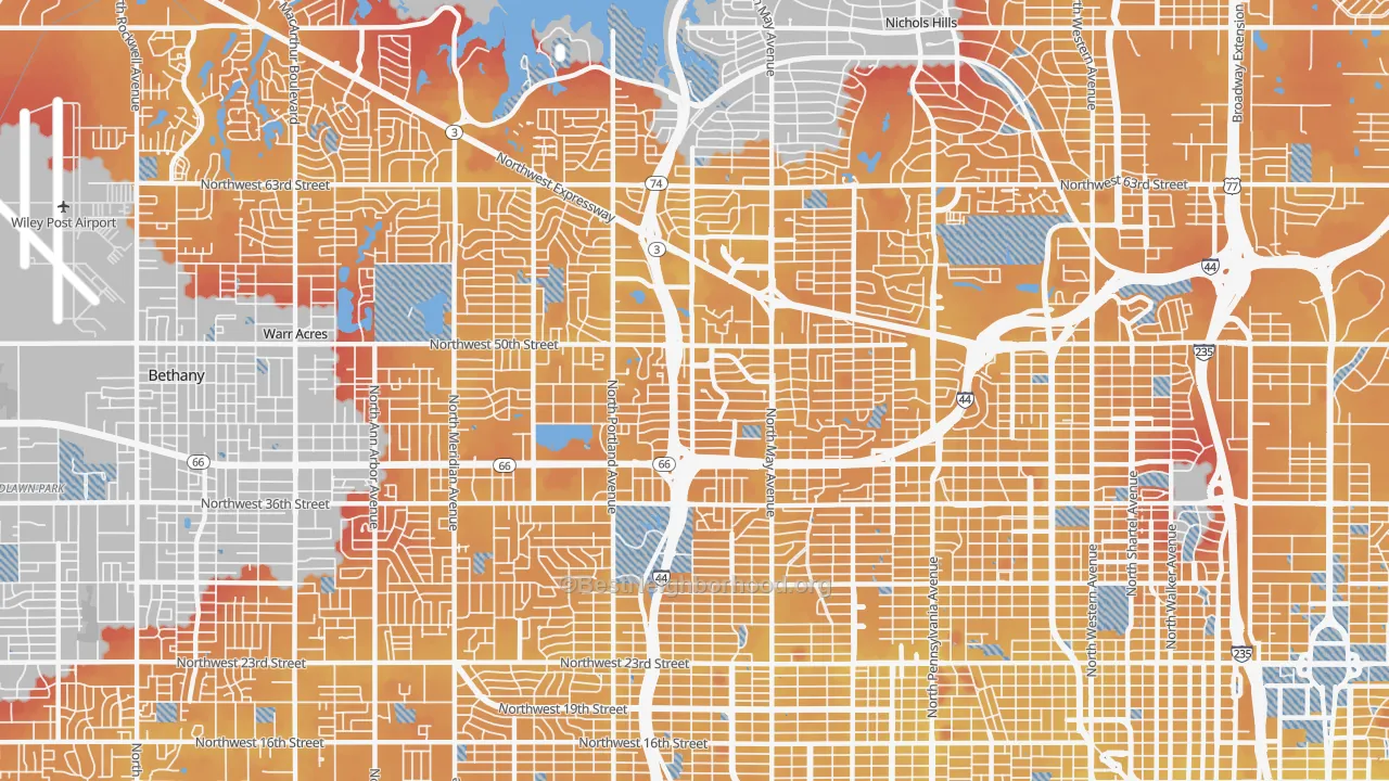 Transit Grade map of 73112, OK