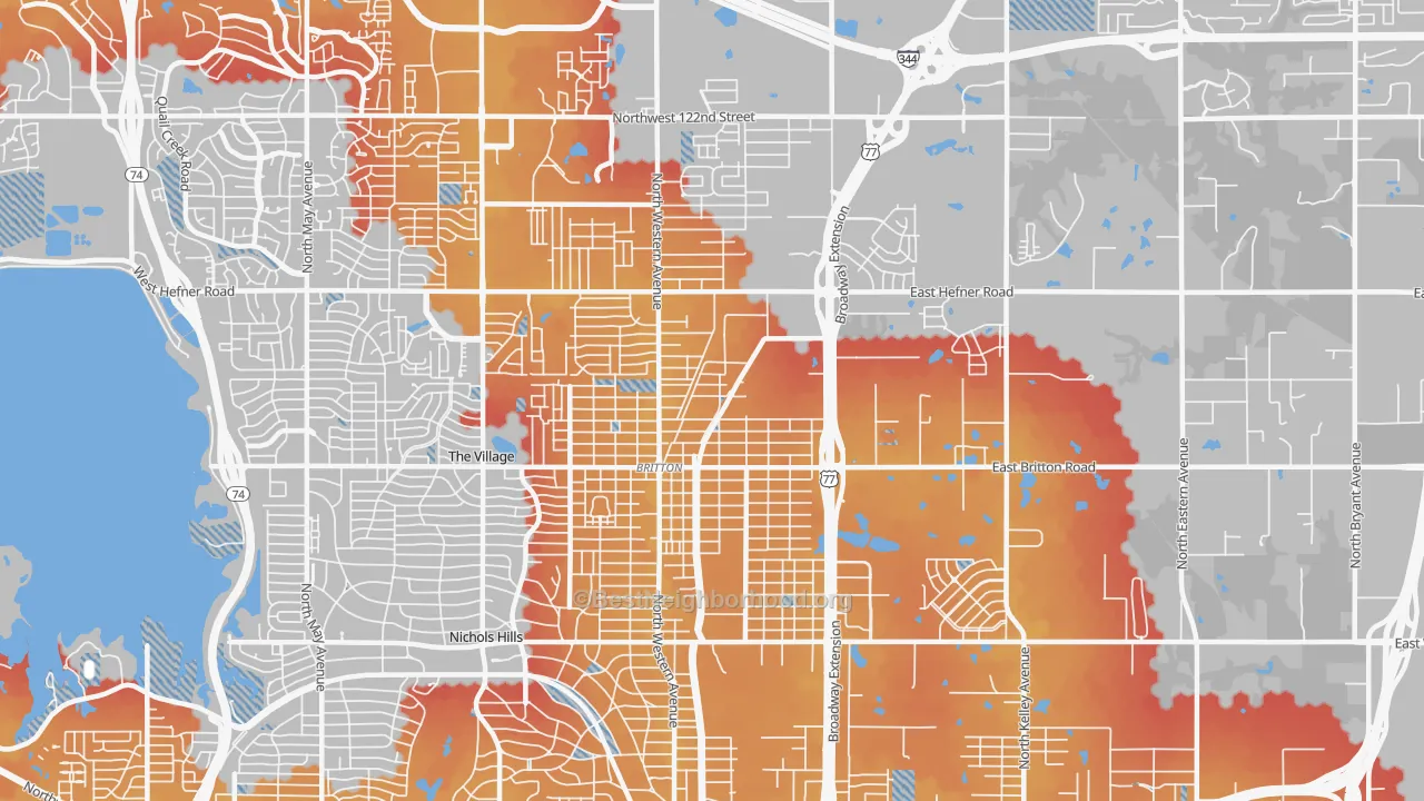 Transit Grade map of 73114, OK