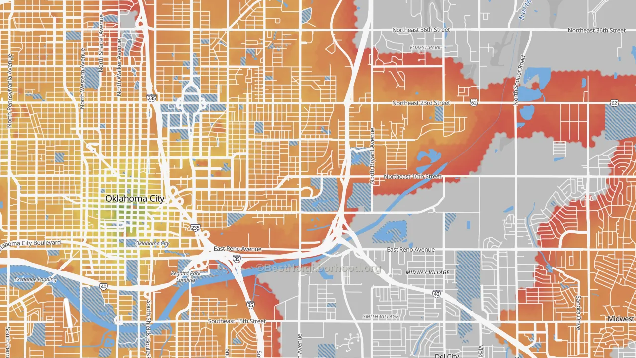 Transit Grade map of 73117, OK