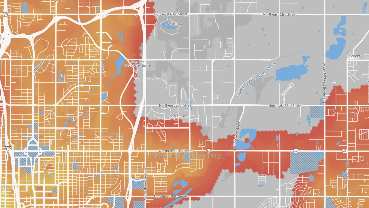 Transit Grade map of 73121, OK