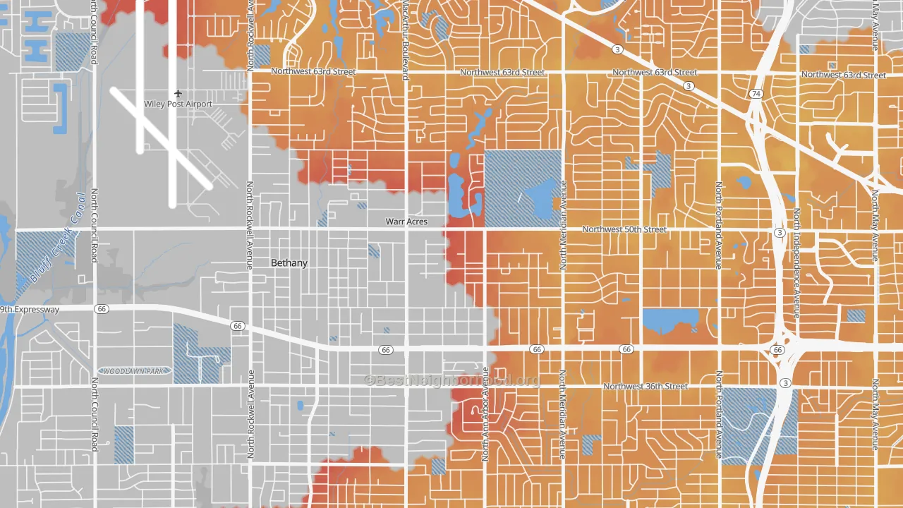 Transit Grade map of 73122, OK