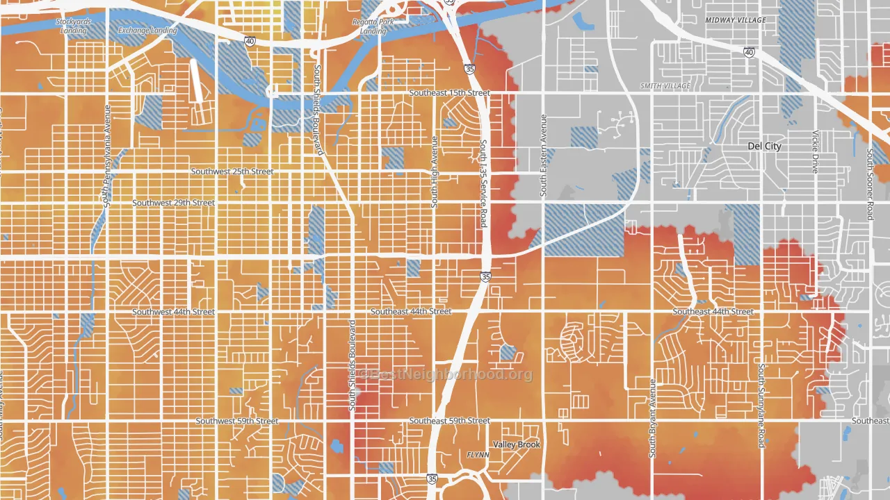 Transit Grade map of 73129, OK