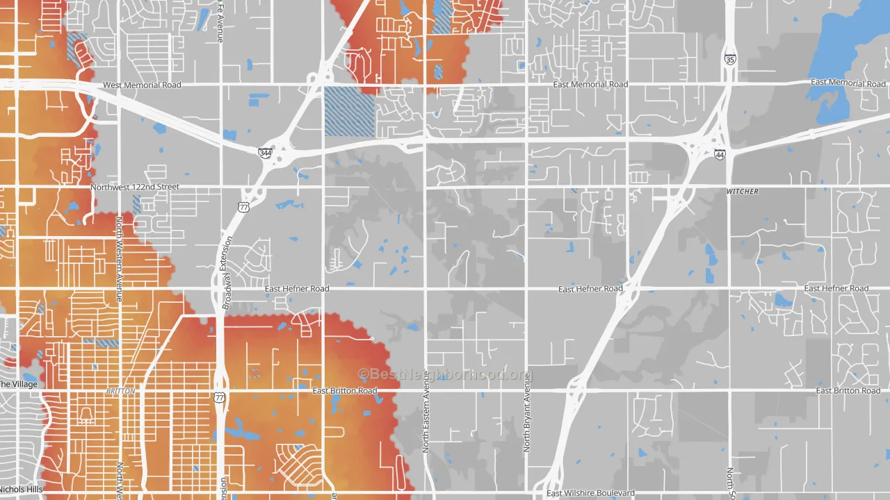 Transit Grade map of 73131, OK