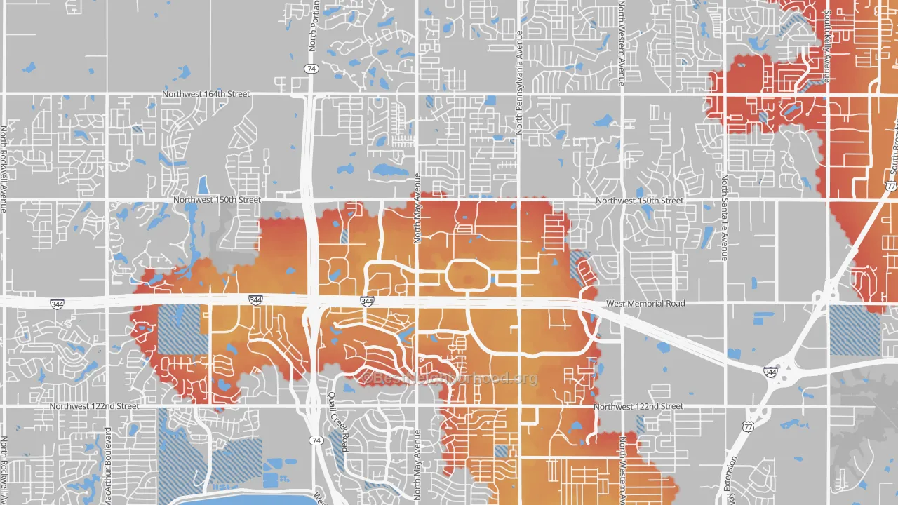 Transit Grade map of 73134, OK