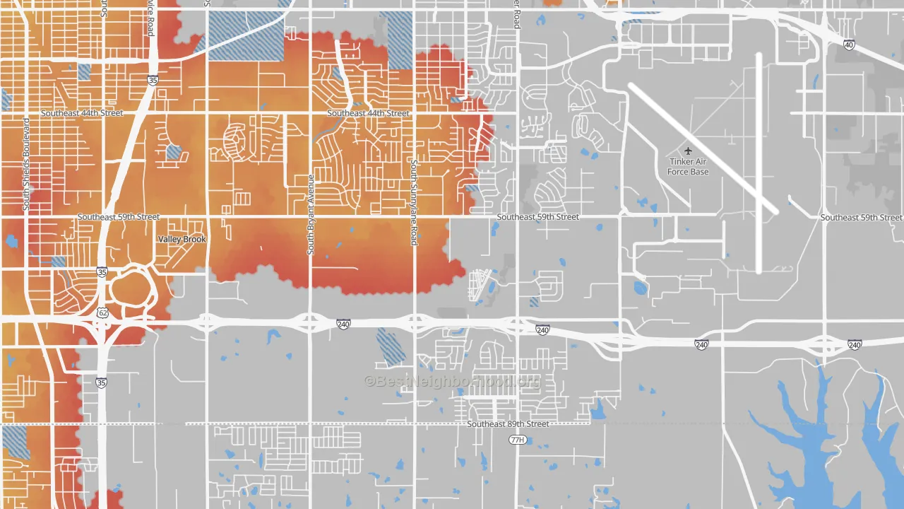 Transit Grade map of 73135, OK