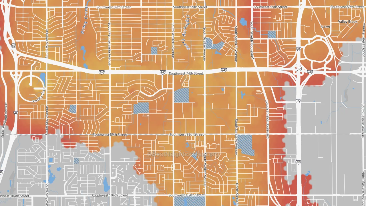 Transit Grade map of 73139, OK