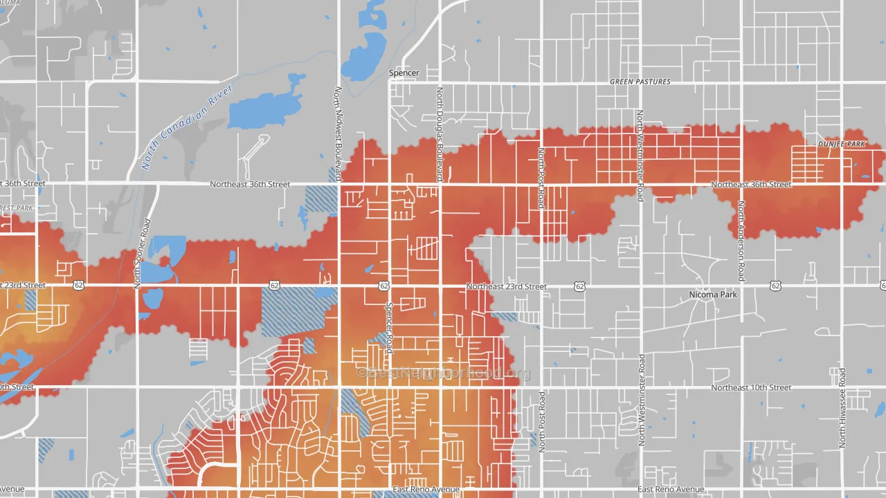 Transit Grade map of 73141, OK