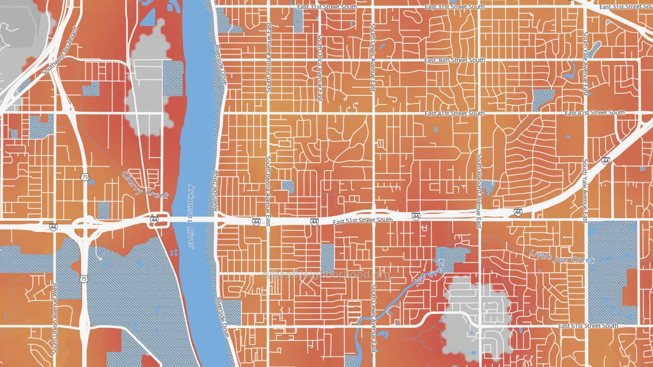 Transit Grade map of 74105, OK