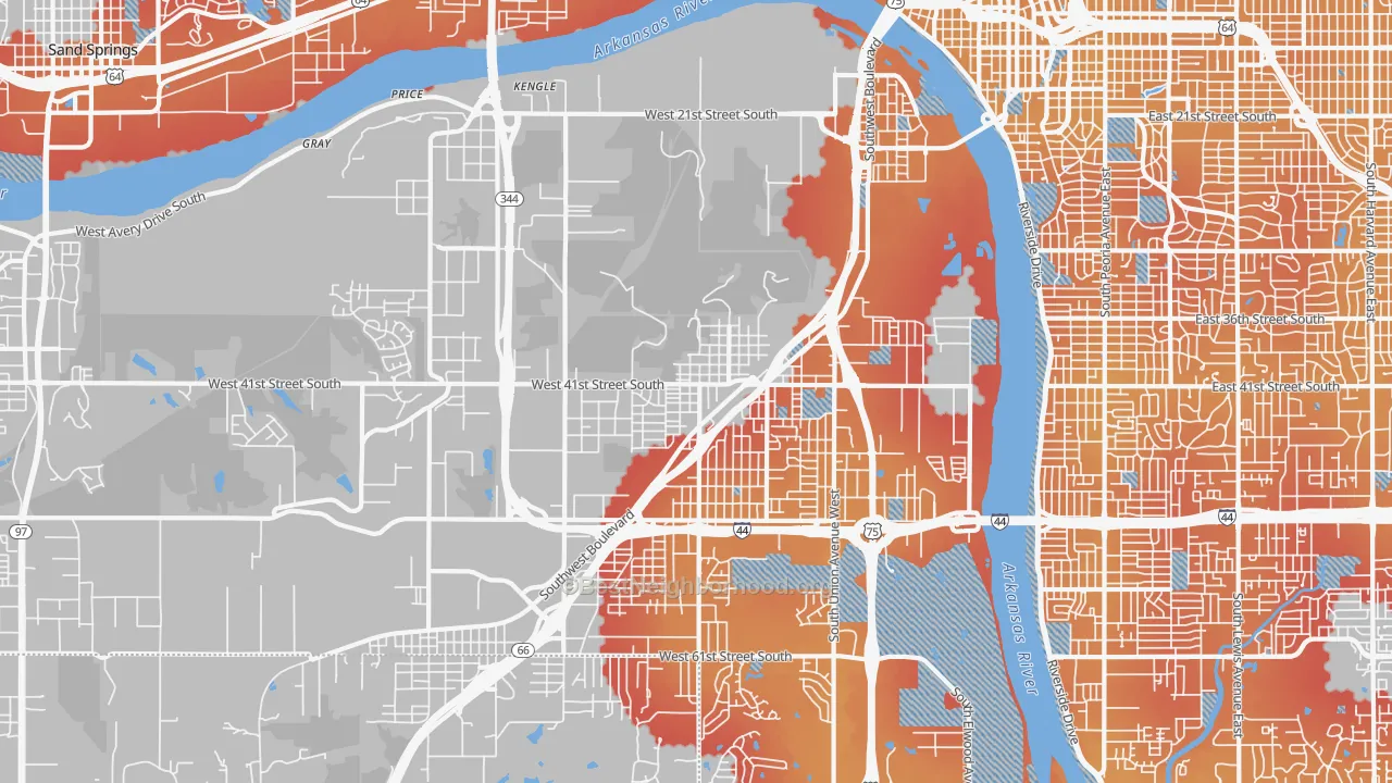 Transit Grade map of 74107, OK