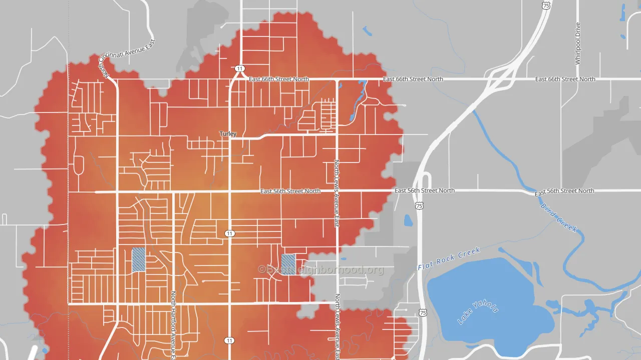 Transit Grade map of 74130, OK
