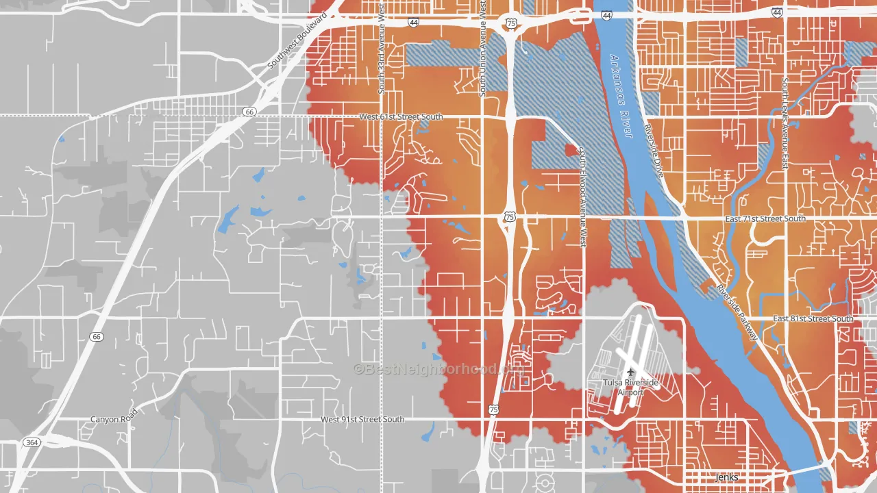 Transit Grade map of 74132, OK