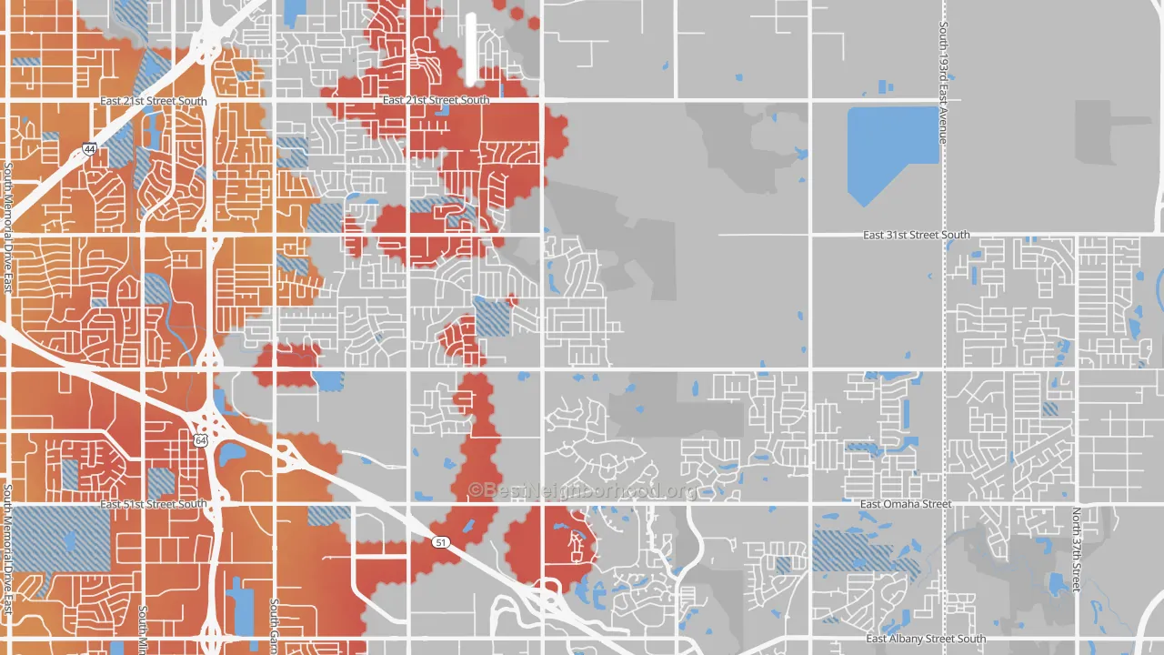 Transit Grade map of 74134, OK