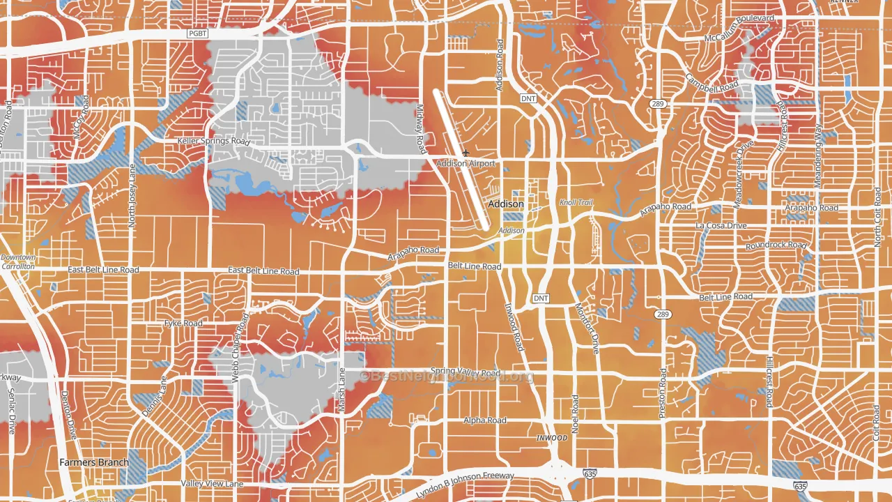Transit Grade map of 75001, TX