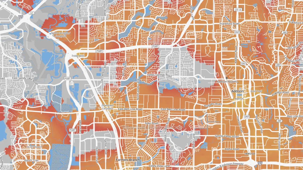 Transit Grade map of 75006, TX