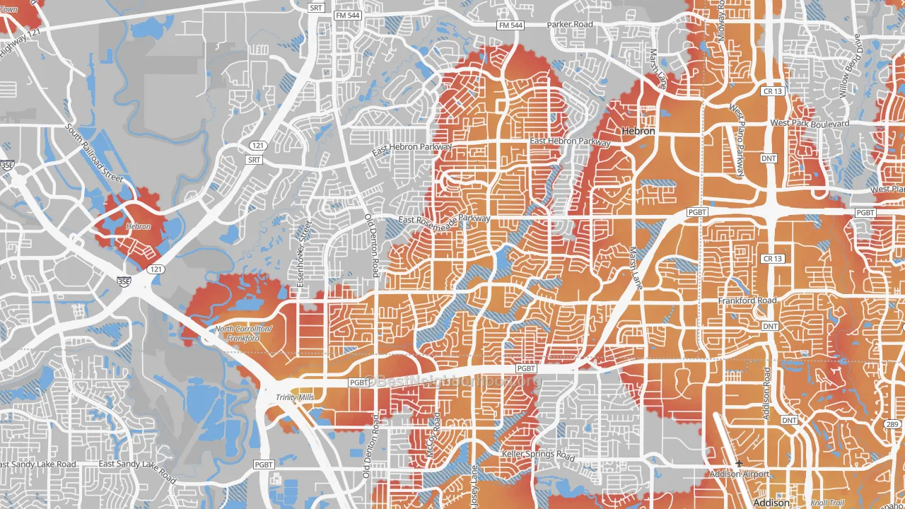 Transit Grade map of 75007, TX