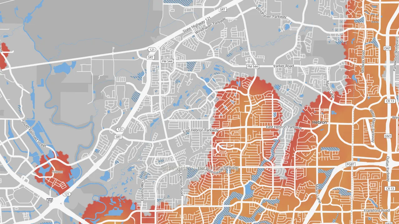 Transit Grade map of 75010, TX