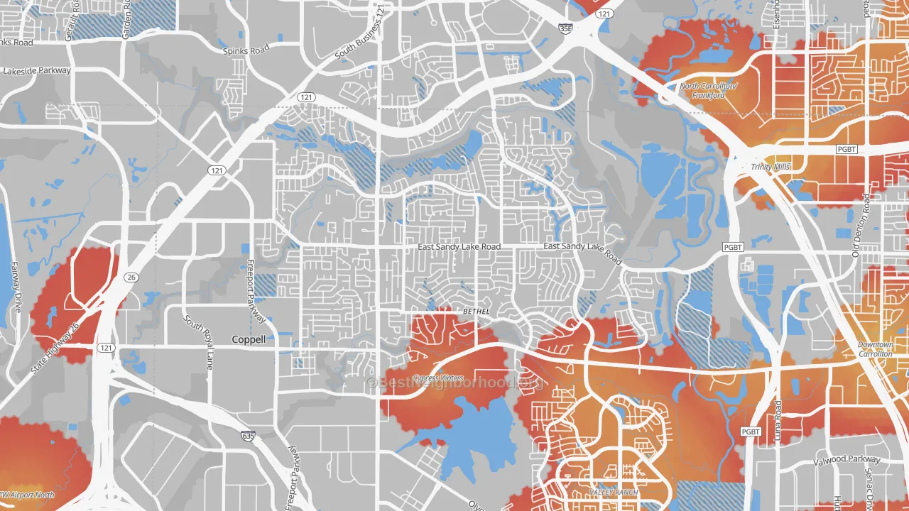 Transit Grade map of 75019, TX