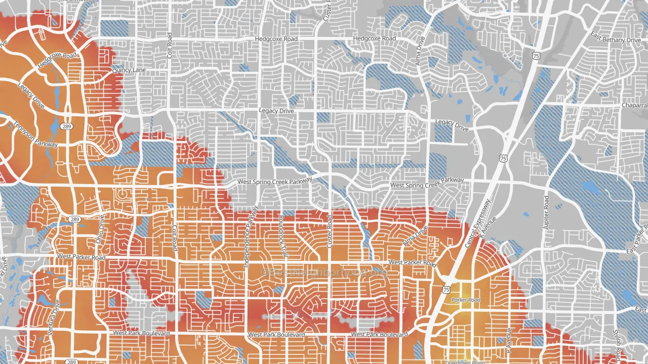 Transit Grade map of 75023, TX