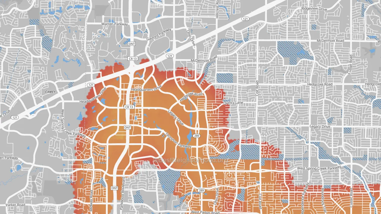 Transit Grade map of 75024, TX