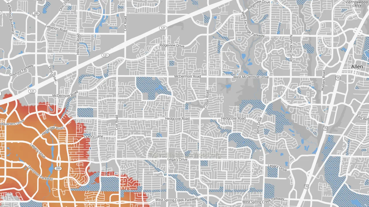 Transit Grade map of 75025, TX