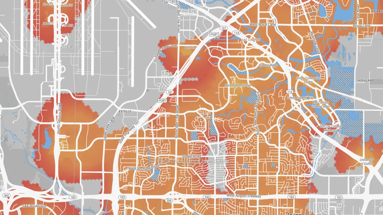 Transit Grade map of 75038, TX