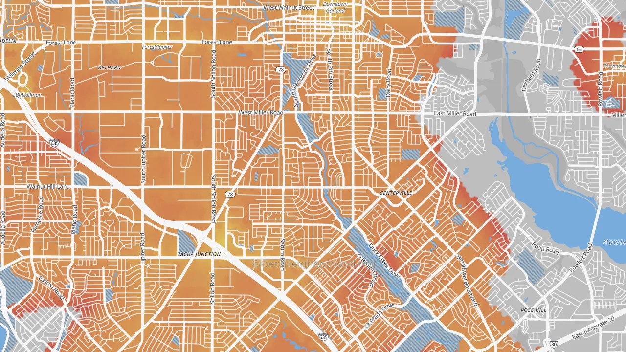 Transit Grade map of 75041, TX