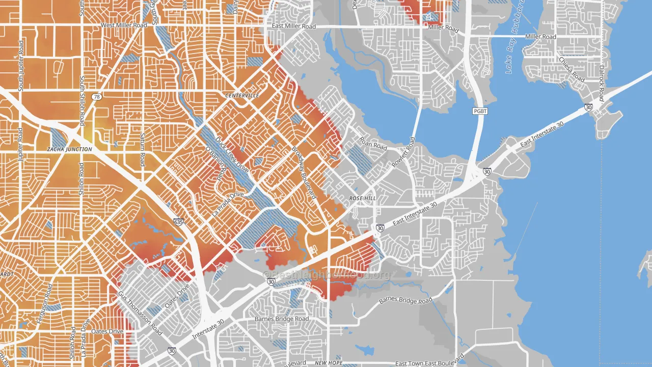 Transit Grade map of 75043, TX