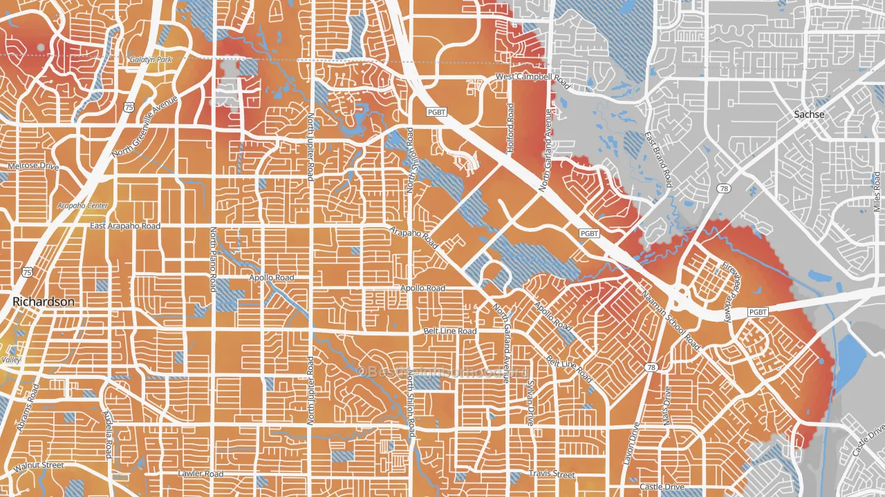 Transit Grade map of 75044, TX