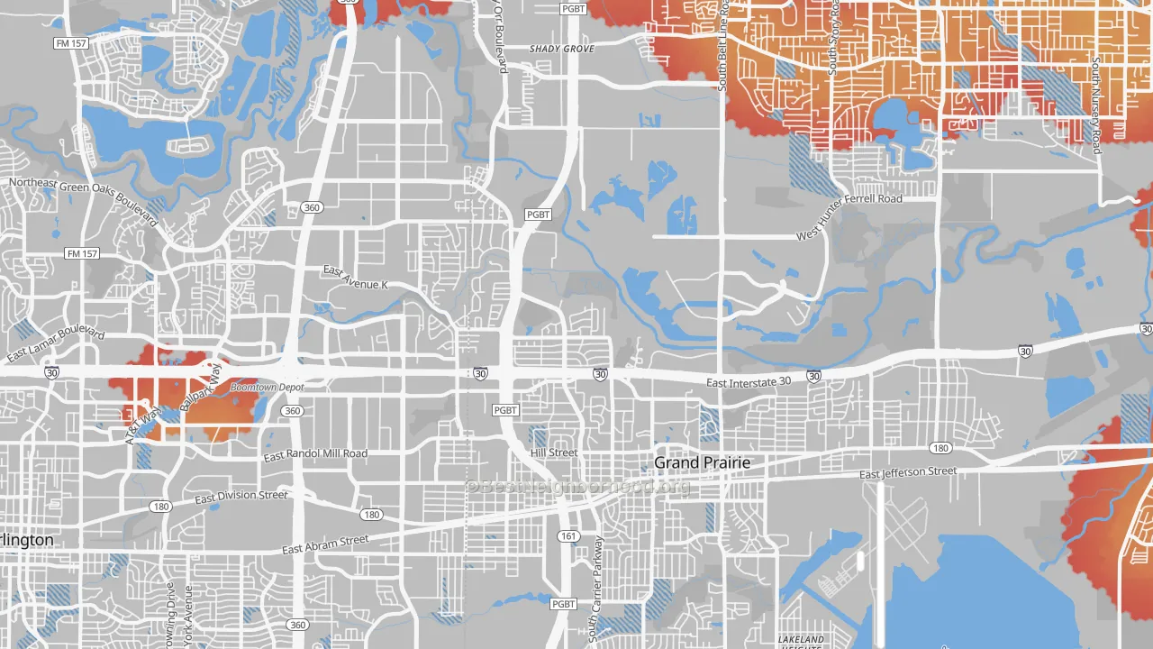 Transit Grade map of 75050, TX